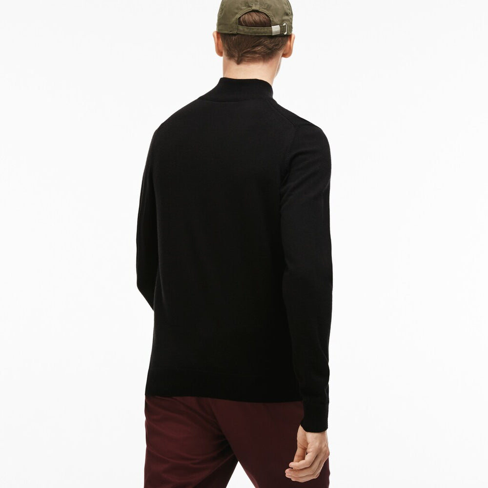 Zippered Stand-Up Collar Wool Jersey Sweater | Lacoste Mens