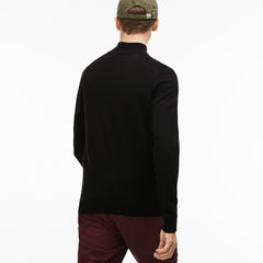 Zippered Stand-Up Collar Wool Jersey Sweater | Lacoste Mens