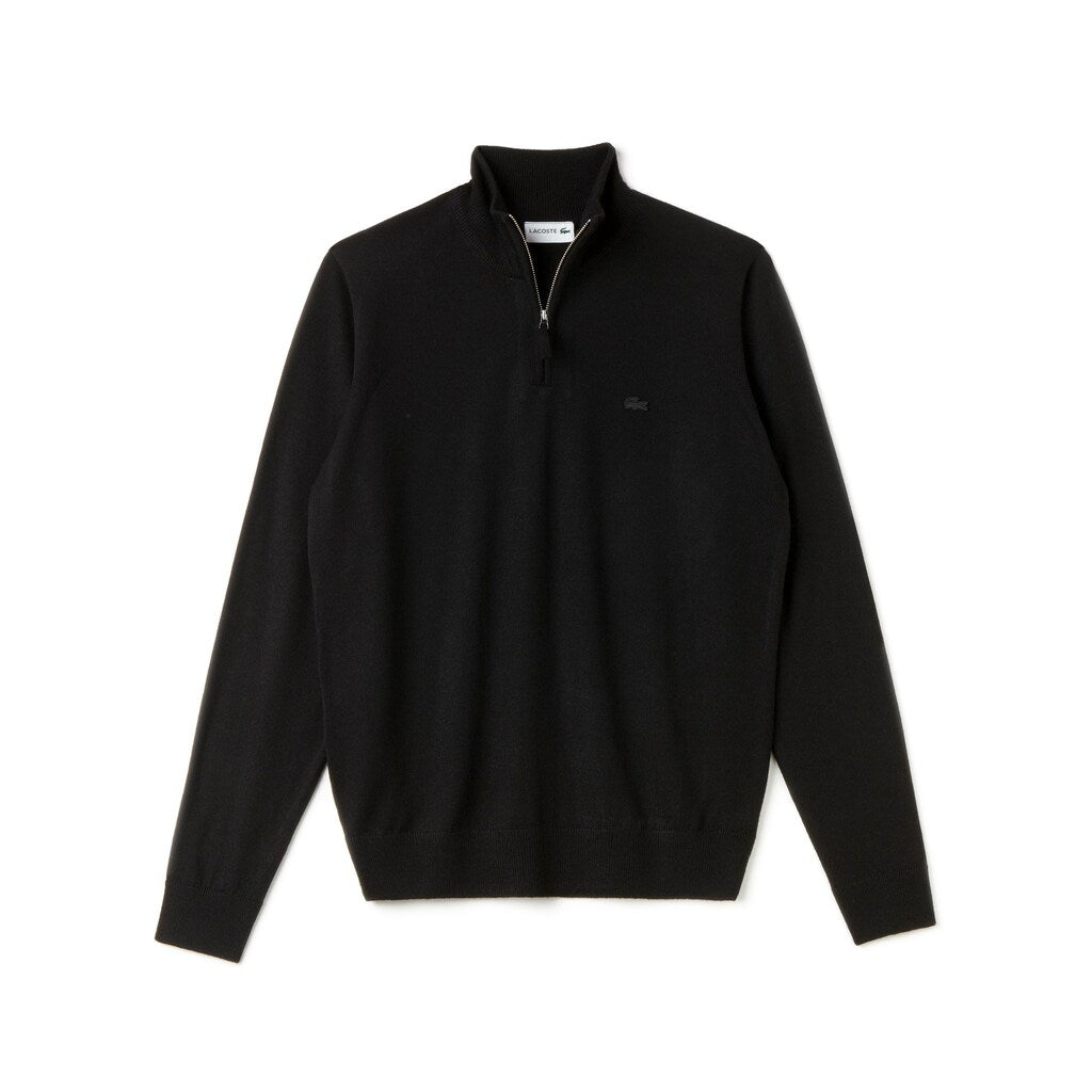 Zippered Stand-Up Collar Wool Jersey Sweater | Lacoste Mens