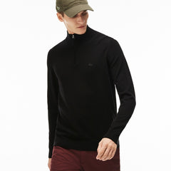 Zippered Stand-Up Collar Wool Jersey Sweater | Lacoste Mens