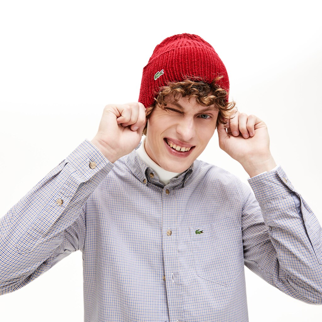 Turned Edge Ribbed Wool Beanie | Lacoste Mens
