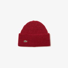 Turned Edge Ribbed Wool Beanie | Lacoste Mens