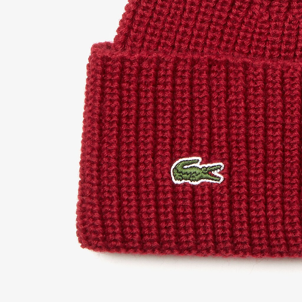 Turned Edge Ribbed Wool Beanie | Lacoste Mens